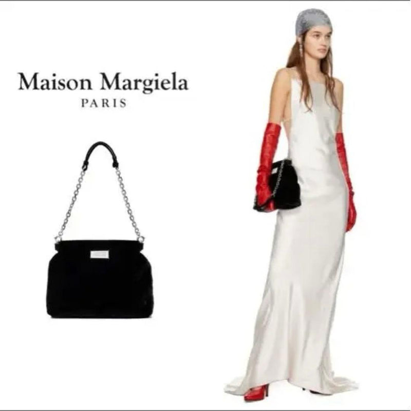 Maison Margiela Glam Slam Shoulder Bag Velvet Viscose Calf Leather