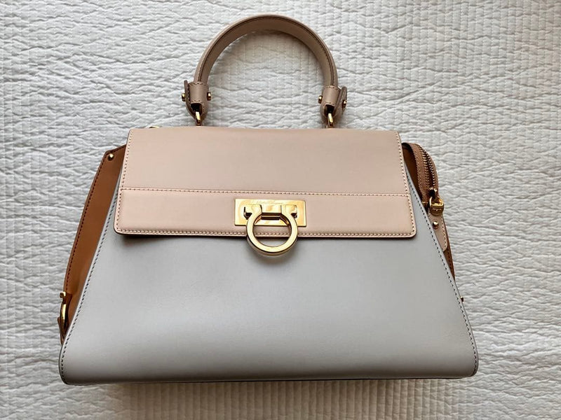Salvatore  Sofia Gancini Tricolor Leather Handbag Shoulder Bag