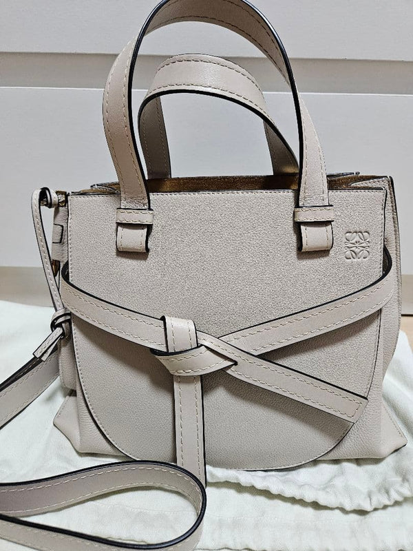 Loewe Gate Top Handle Small 2way Handbag Shoulder Bag Calfskin Light Oats