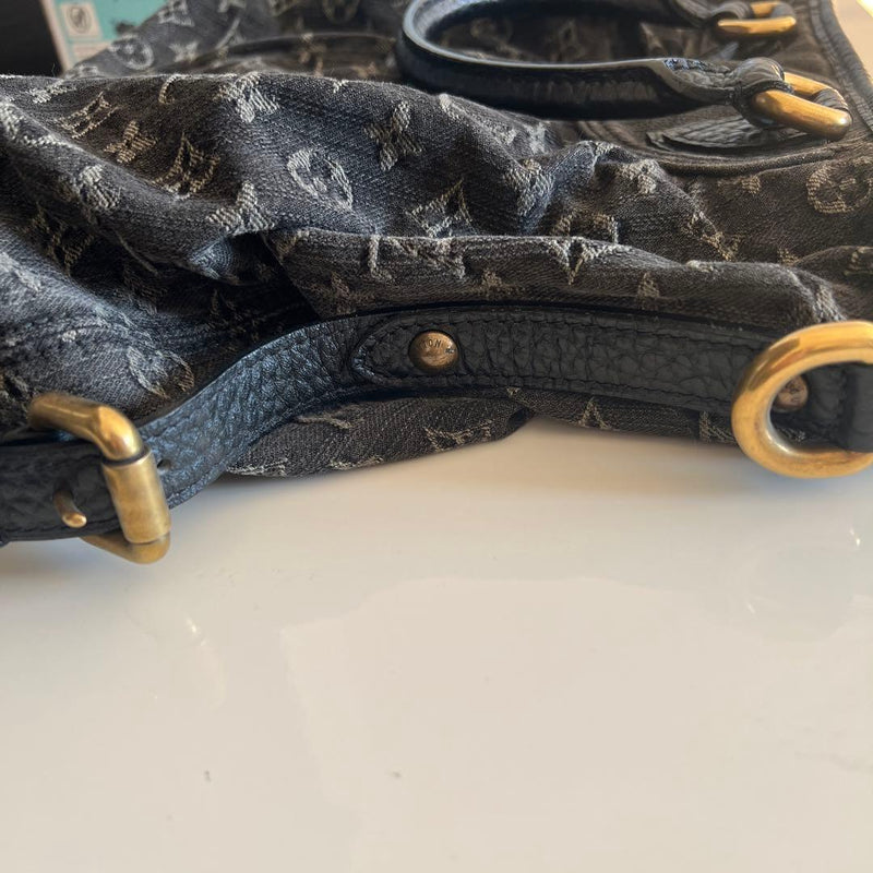 Louis Vuitton Handbag Denim Black Gray
