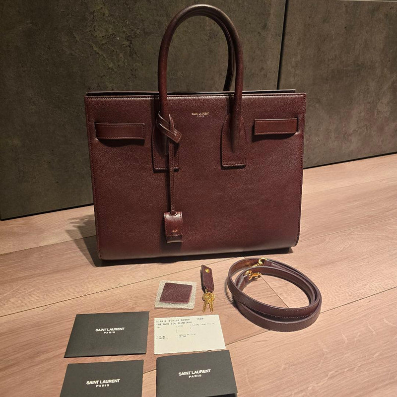 Saint Laurent Sac De Jour Small Handbag Bordeaux Leather Shoulder Bag