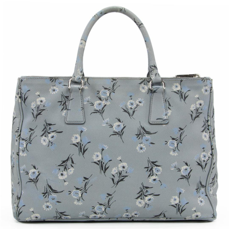 Prada Galleria Saffiano Lux Large 2WAY Shoulder Bag Calfskin Gray Blue Silver