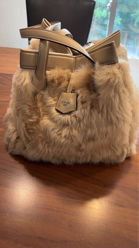 Fendi Handbag Shoulder Bag Fur Beige