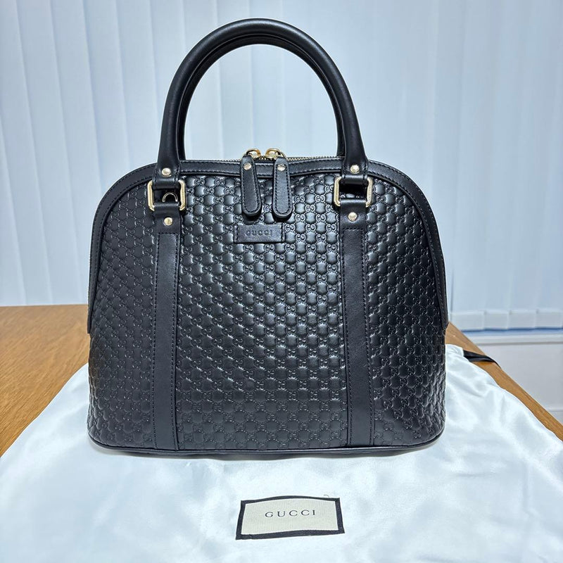 Gucci Micro Gg Handbag Crossbody Shoulder Bag Leather Black