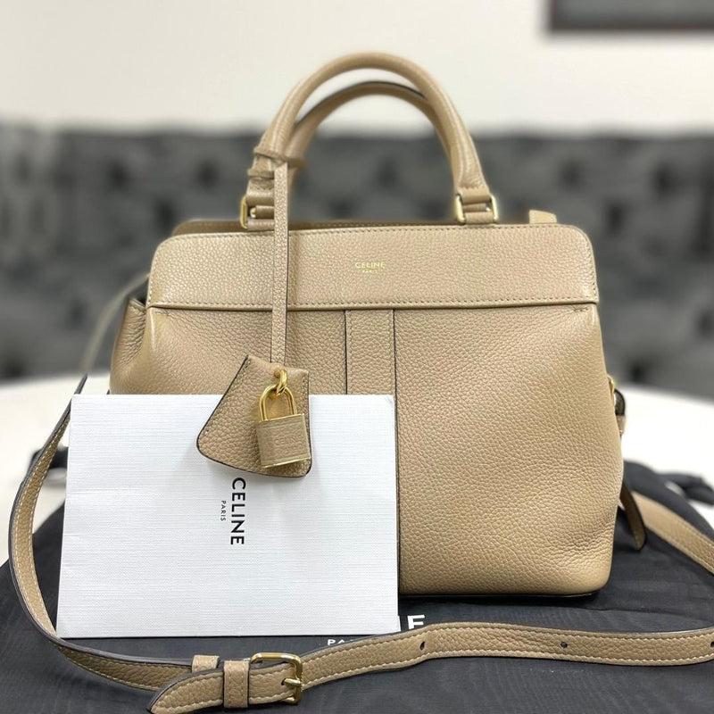Celine Cabas De France Small 191963CRE.03UN Handbag Calfskin Dune Gold Hardware