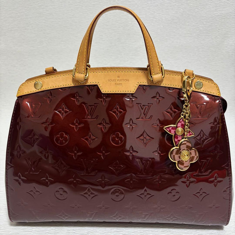 Louis Vuitton Monogram Vernis Brea Mm Handbag Tote Enamel Leather Bordeaux