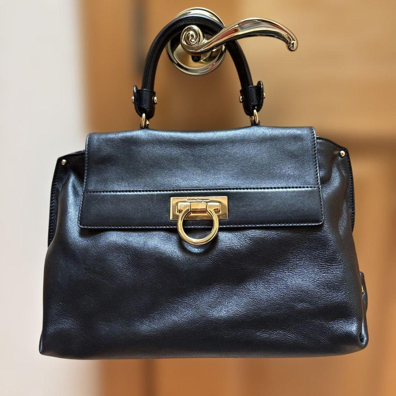 Salvatore Ferragamo Handbag Black Leather