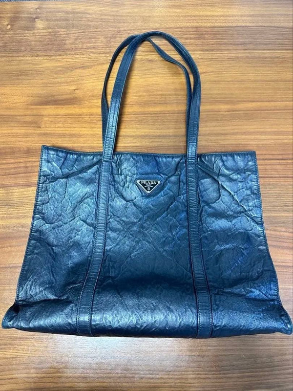 Prada Crazy Process Tote Bag Nylon Black Shoulder Handbag