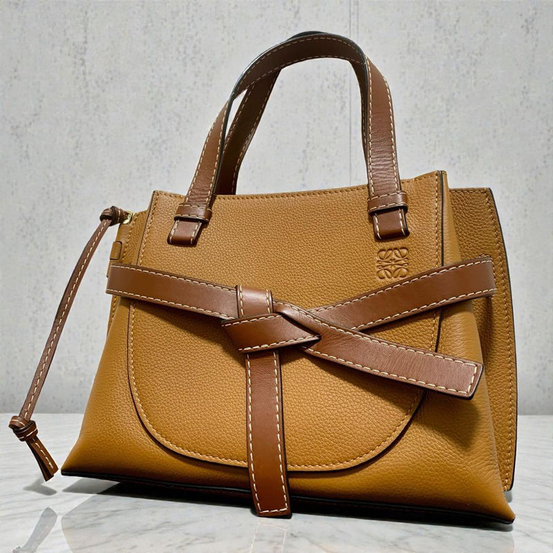 Loewe Gate Top Handle Small Handbag Shoulder Bag Brown Camel Leather