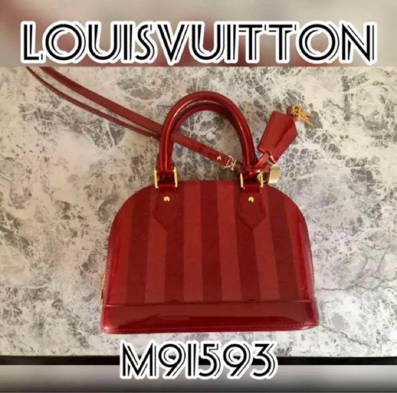 Louis Vuitton M91593 Vernis Rayures Alma Bb 2-Way Handbag Shoulder Bag