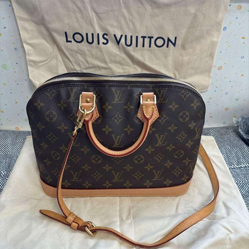 Alma Handbag Monogram Canvas Dark Brown Shoulder Bag