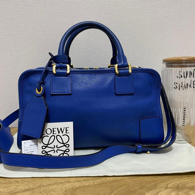 Loewe Amazona 28 Handbag Shoulder Bag Blue Leather
