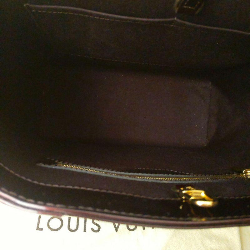 Handbag Shoulder Bag Dark Brown Enamel Leather Fabric