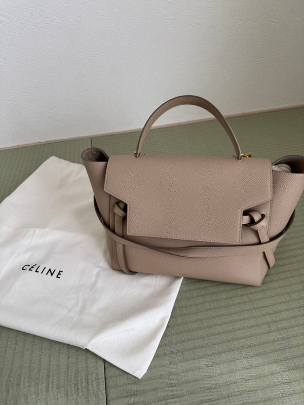 Celine Belt Bag Handbag Shoulder Bag Beige Leather