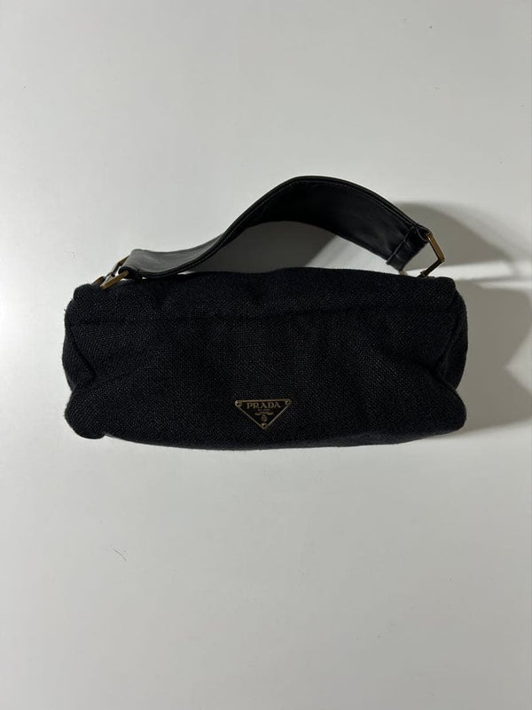 Prada SS2001 Docking Hand Bag Black Leather Shoulder Bag