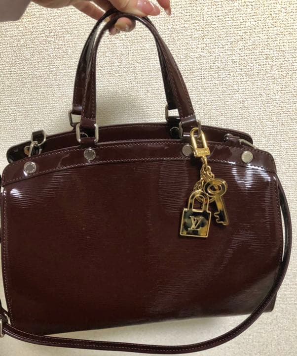 Louis Vuitton Blair Mm Handbag Shoulder Bag Epi Leather Red Purple Brown