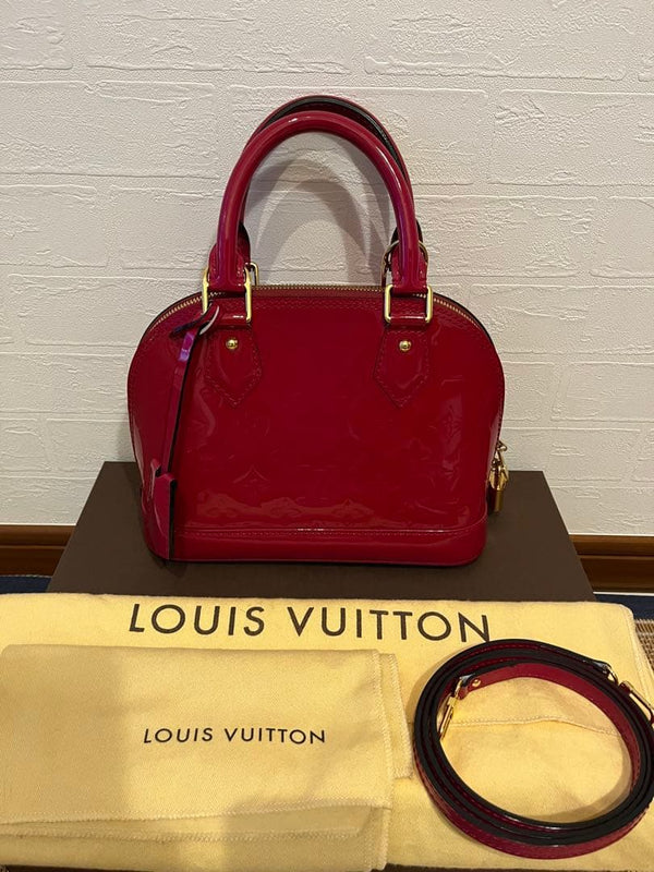 Louis Vuitton Alma Bb M15102 Handbag Vernis Rose Indien Gold Hardware