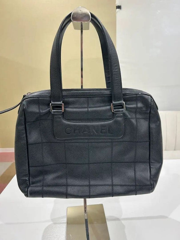 Chanel Chocobar Handbag Black Soft Caviar Skin