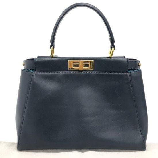 Fendi Peekaboo 8BN226 Medium Handbag Shoulder Bag Leather Black