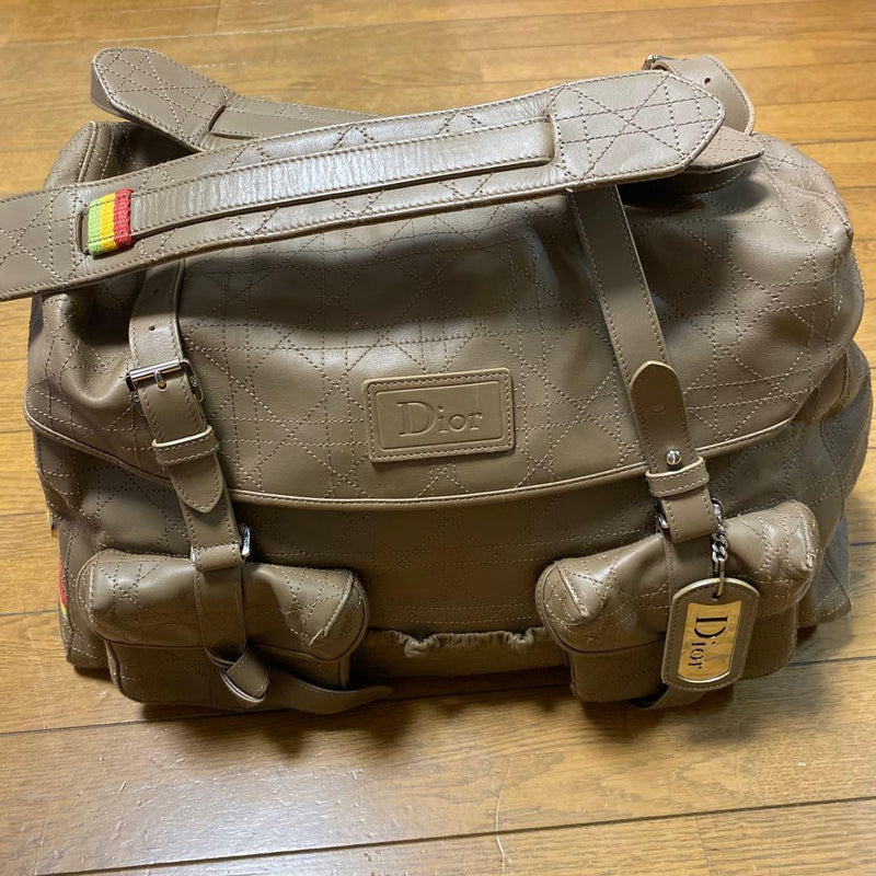 Christian Dior Rasta Boston Bag Handbag Leather Brown