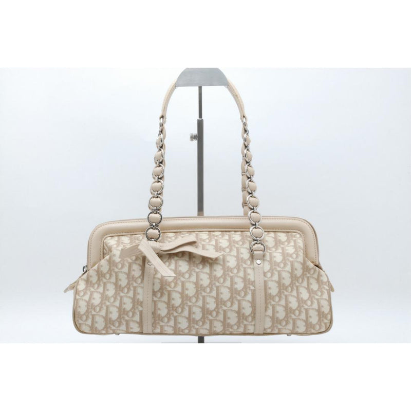 Dior Romantic Trotter Shoulder Bag Pvc Leather Beige