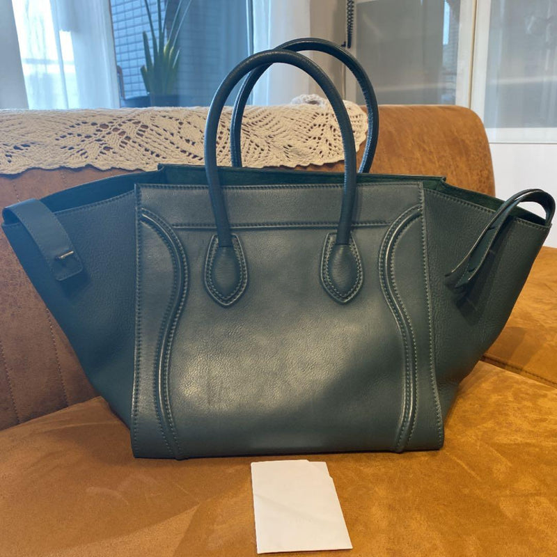 Celine Luggage Phantom Tote Bag Leather Black Handbag