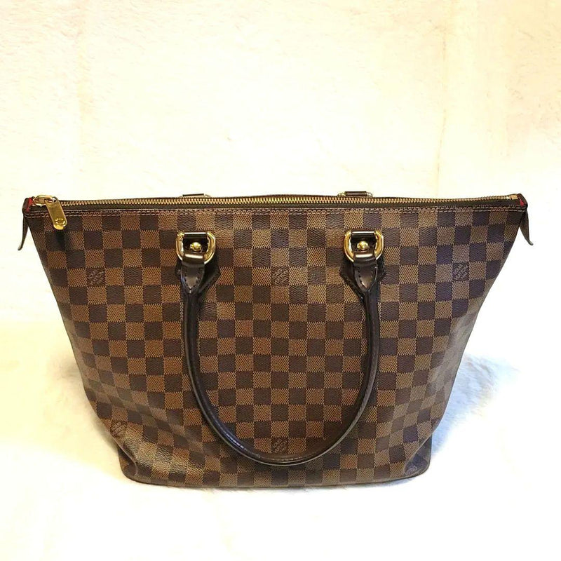 Louis Vuitton Damier Saleya Mm Handbag Tote Brown Canvas Leather