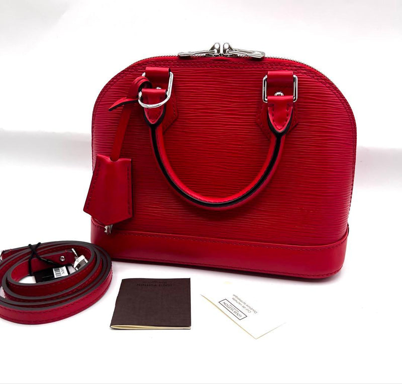 Louis Vuitton Alma Bb Epi Leather 2-Way Handbag Crossbody Shoulder Red