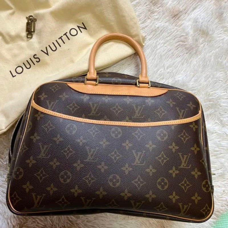 Louis Vuitton Deauville Monogram Handbag Brown Leather