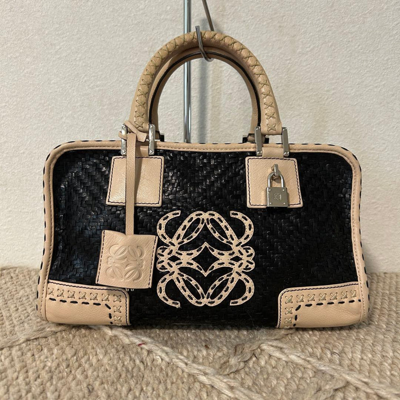 Loewe Edicion Especial Verano 2007 Amazona 28 Handbag Leather Beige Black
