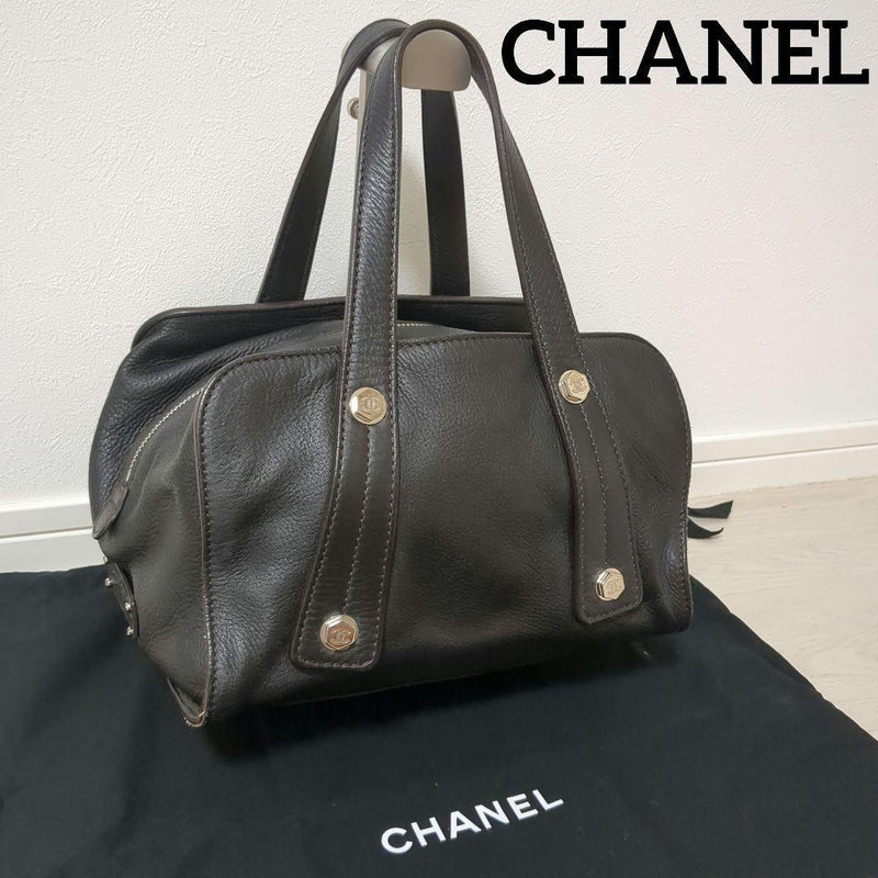 Chanel A29316 Mini Boston Bag Handbag Dark Brown Leather