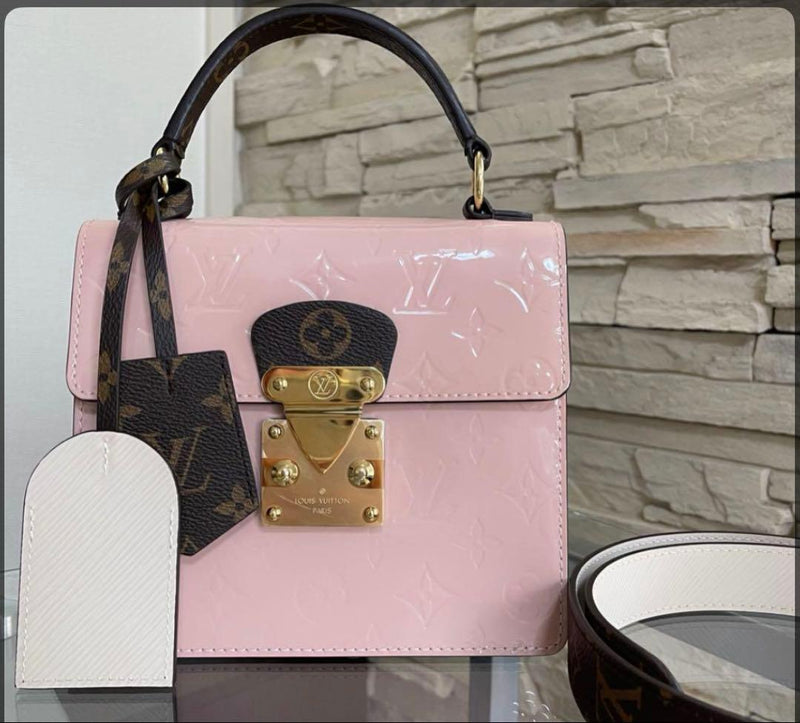 Louis Vuitton Spring Street Pm M90468 Handbag Monogram Vernis Leather Pink
