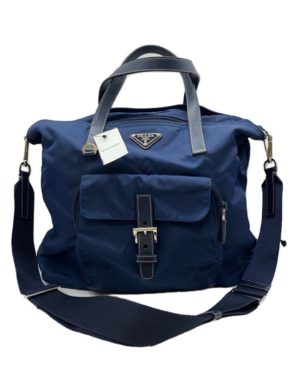 Prada Br407t Navy Nylon 2-way Tote Bag Shoulder Bag Faded Bottom Designer