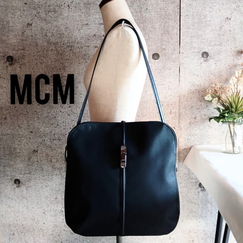 Mcm Nylon Shoulder Bag Black Formal Bag For Women Men Unisex Designer Handbag