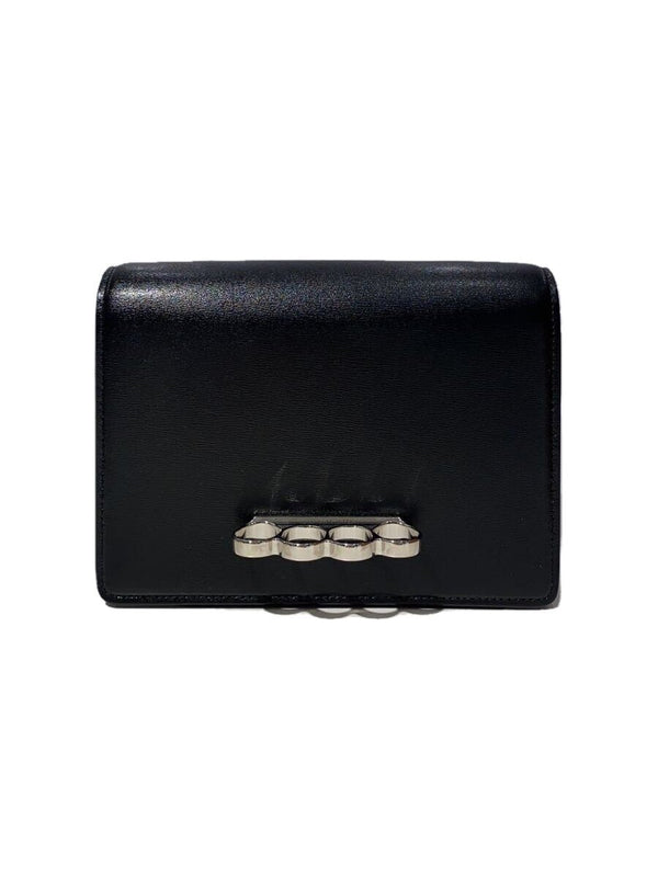 Alexander Mcqueen Grip Shoulder Bag Black Leather Designer Handbag Fashion Purse