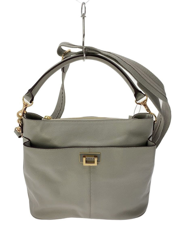 Weekend 2-way Shoulder Bag Leather Gray Solid Handbag Purse Womens Travel