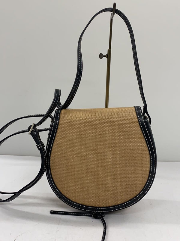 Vasic Raffia Leather Shoulder Bag Camel Womens Handbag Designer Purse Casual