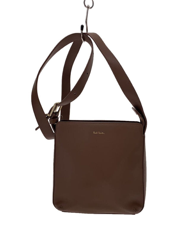 One-point Logo Body Bag Leather Crossbody Shoulder Bag Brown Mens