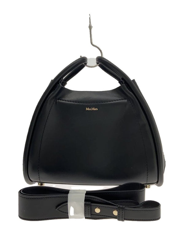 Max Mara Shoulder Bag Black Leather Crossbody Handbag Designer Purse Womens