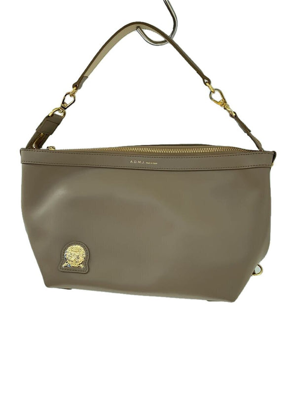 A.d.m.j. Shoulder Bag Leather Beige Tote Solid Color Handbag Designer Purse