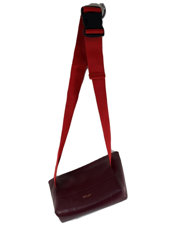Toga Pulla Shoulder Bag Burgundy Leather Embroidered Designer Crossbody Purse