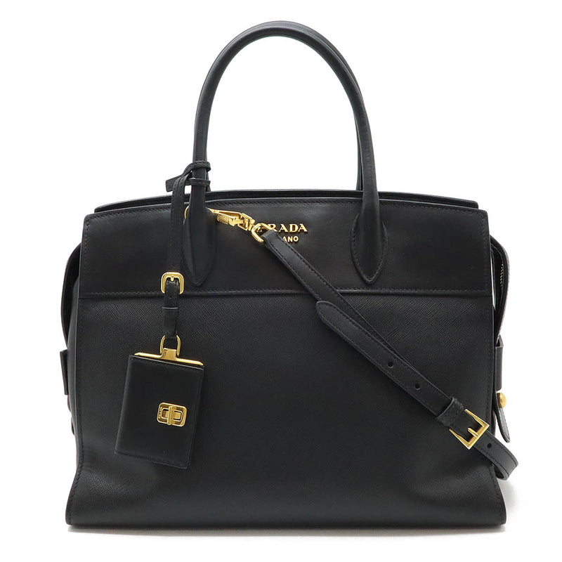 Prada Esplanade Handbag 1ba046 2-way Leather Shoulder Bag Nero Black Gold