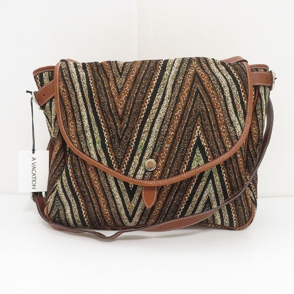 Anb A Vacation Shoulder Bag Brown/black Embroidery Womens 717122 Embroidered