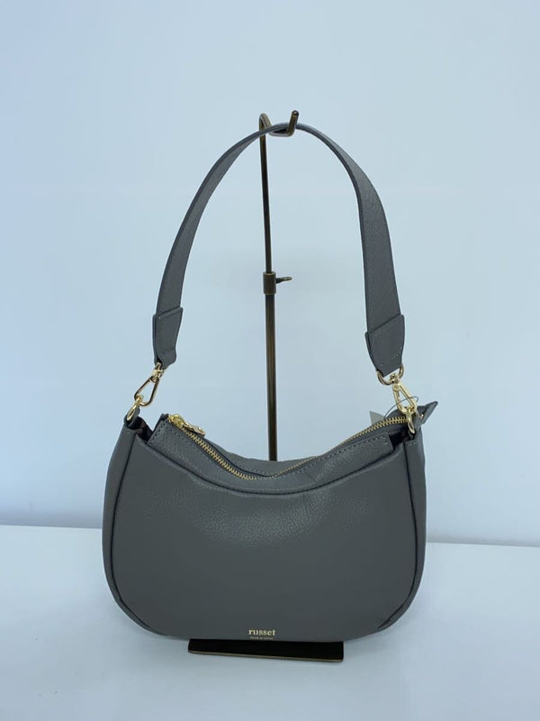 Shoulder Bag Leather Gray Solid Color Womens Crossbody Handbag Everyday