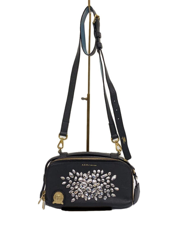 A.d.m.j. Shoulder Bag Black Leather Solid Color Designer Handbag Womens Fashion