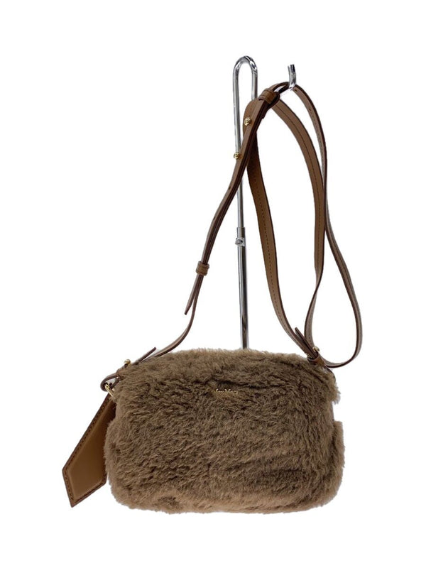 Max Mara Teddy Bear Shoulder Bag Wool Brown Purse 14-51-63613 Designer Handbag