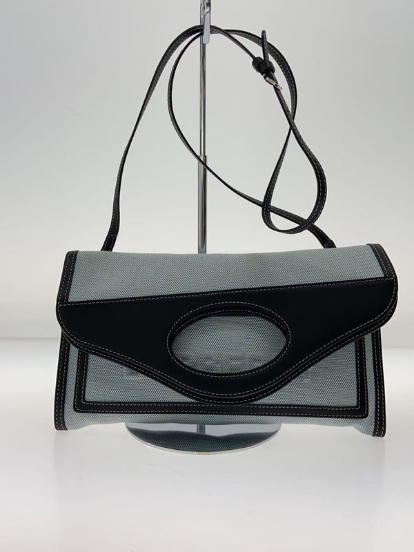 Sm Pocket Clutch Shoulder Bag Blue Leather Designer Handbag Scuffs/dirt