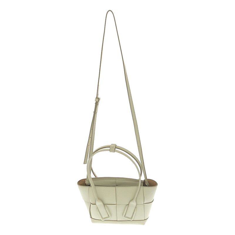 600606 Maxi Intrecciato Mini Arco Tote 2-way Shoulder Bag White