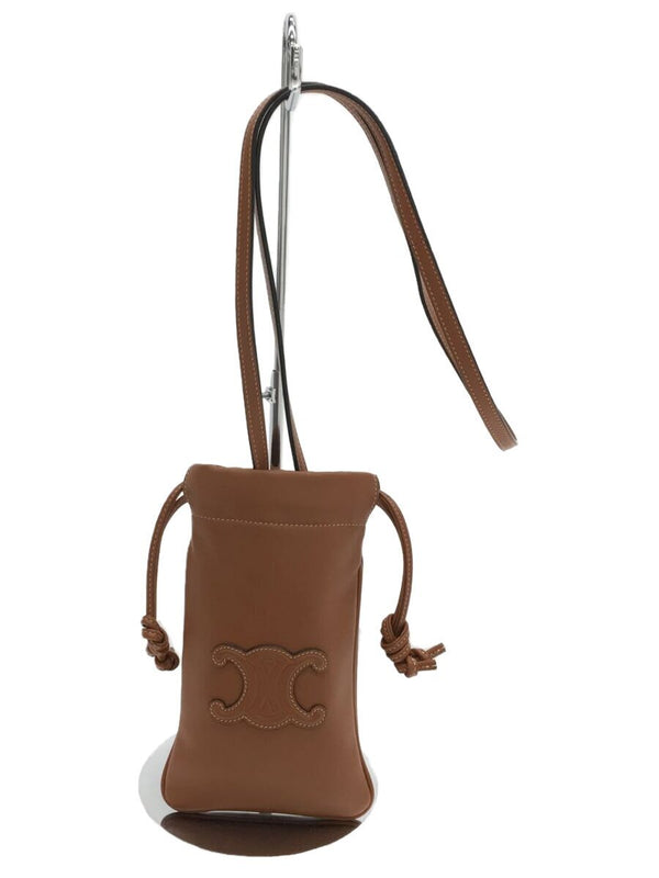 Celine Shoulder Bag Brown Cuir Triomphe Mobile Pouch Leather Phone Holder