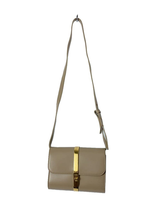 Zanchetti Shoulder Bag Leather Beige Solid Color Womens Designer Purse Everyday